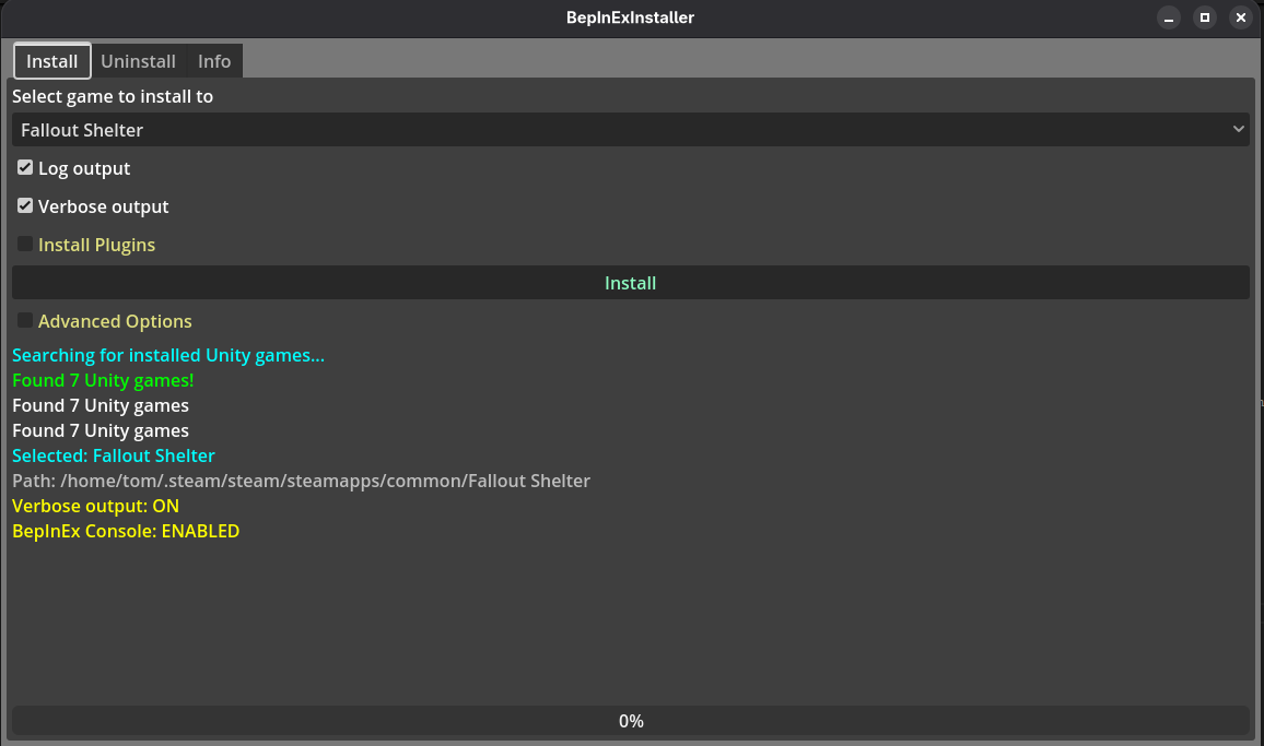 BepInEx Installer GUI on Linux