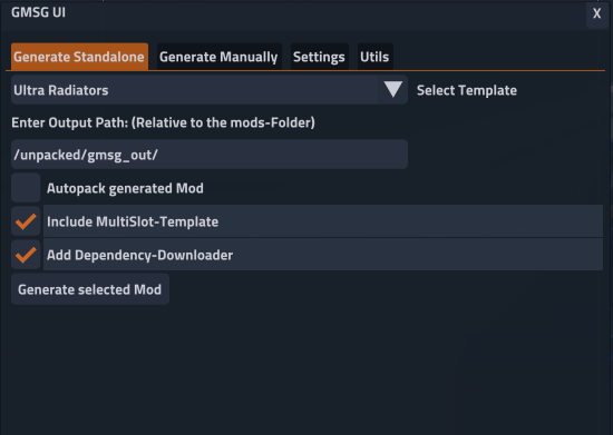 Generate Standalone Tab
